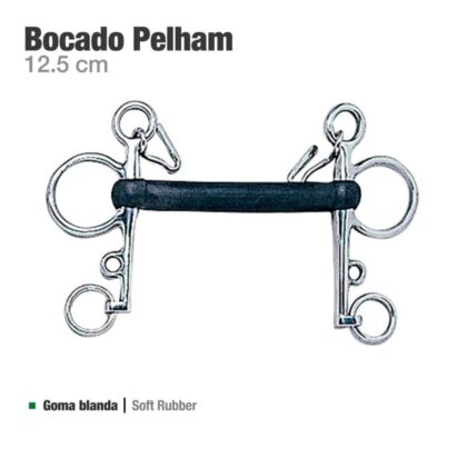 Bocado Pelham recto Goma  12,5 cm