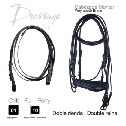Cabezada Inglesa doble rienda modelo DRESSAGE de Zaldi